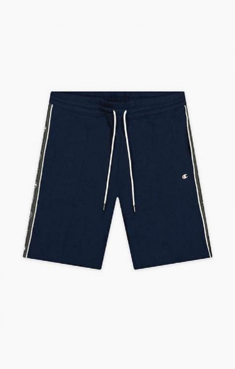 Champion Jacquard Logo Tape Front Seam Shorts Erkek Şort Koyu Mavi | 1706-QICJL