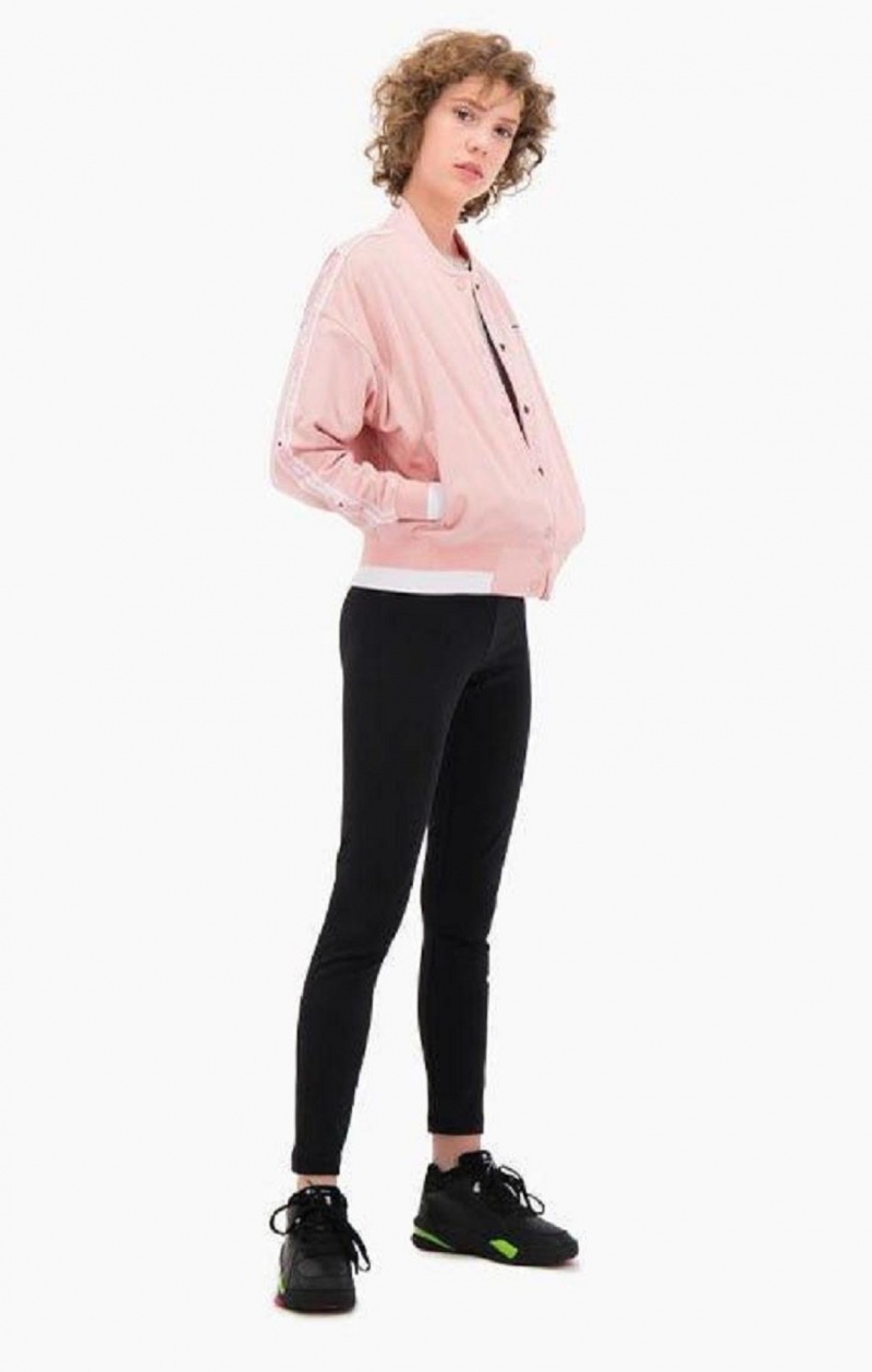 Champion Logo Tape Bi-Colour Trim Bomber Jacket Kadın Mont Pembe | 1625-GEQSN