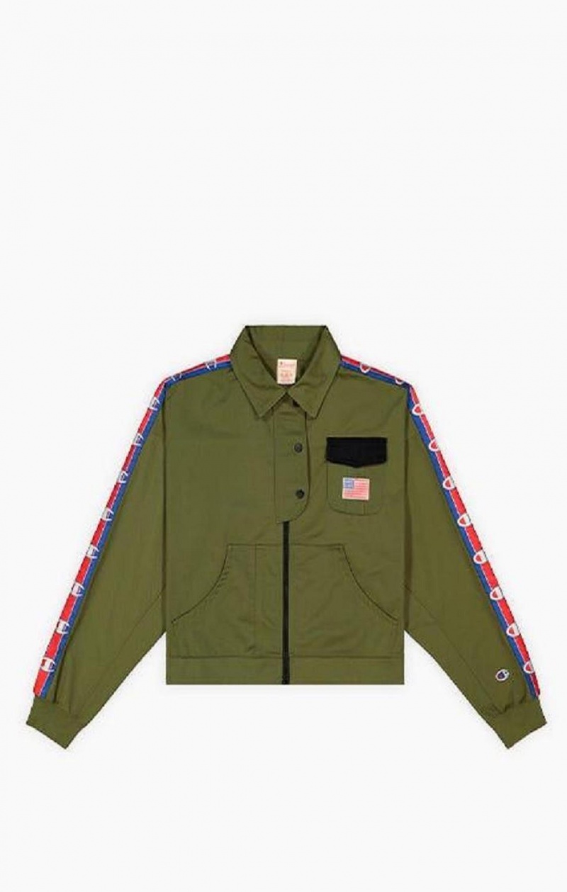 Champion Logo Tape Utility Jacket Kadın Mont Zeytin Yeşili Yeşil | 0127-XJGIK