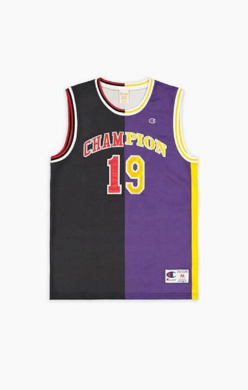 Champion NBMIX Patchwork 'Champion 19' Basketball Erkek Tişört Siyah Mor | 2958-ETDBG