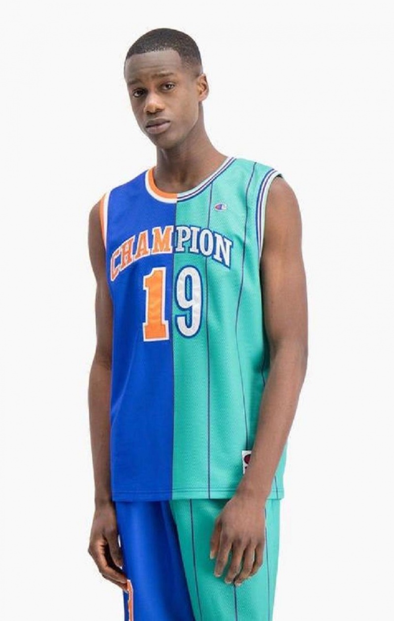 Champion NBMIX Patchwork 'Champion 19' Basketball Erkek Tişört Mavi | 9853-VINEZ