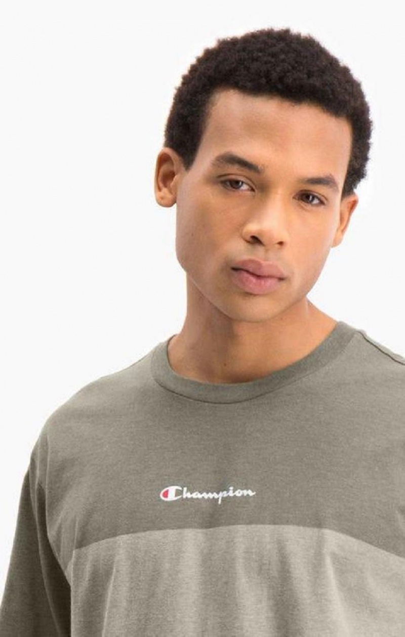 Champion Ombré Panelled T-Shirt Erkek Tişört Yeşil | 4087-TIKYF