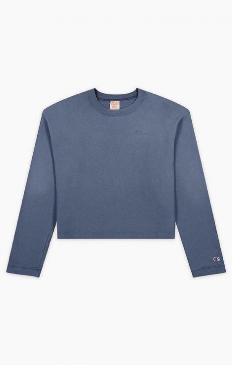 Champion Ombré Wash Cropped Sweatshirt Kadın Tişörtü Koyu Turkuaz | 4605-DFAUL