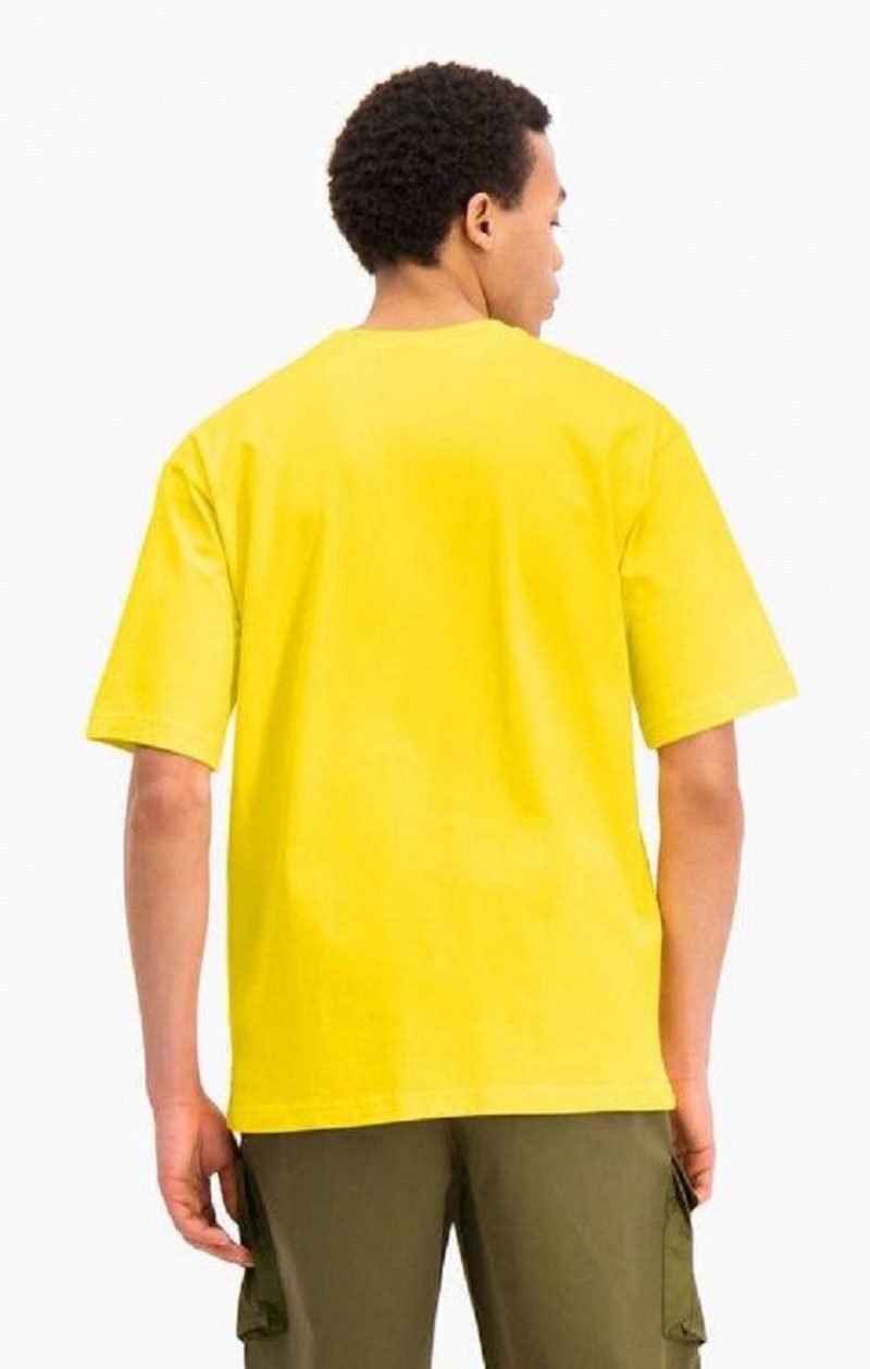 Champion Oversized Script Logo Print T-Shirt Erkek Tişört Altın | 2904-SILPU