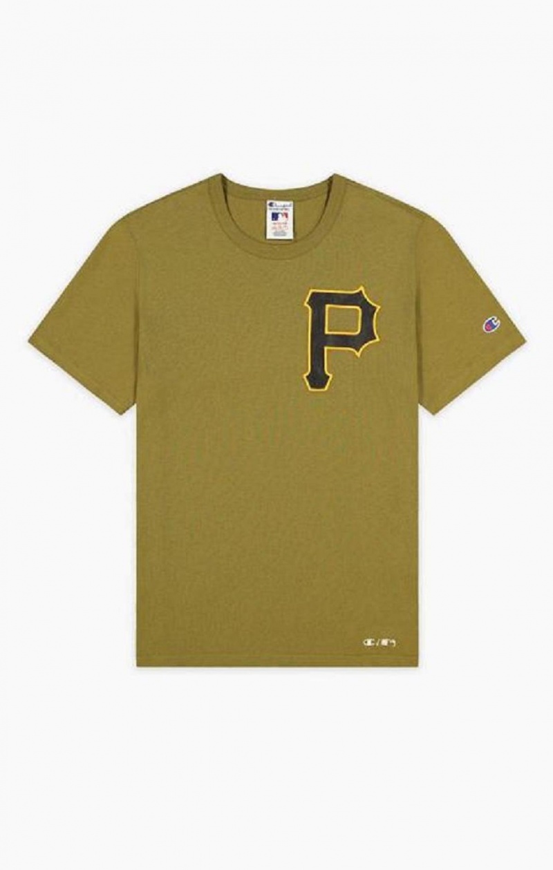 Champion Pittsburgh MLB T-Shirt Erkek Tişört Zeytin Yeşili Yeşil | 6023-BAJNW