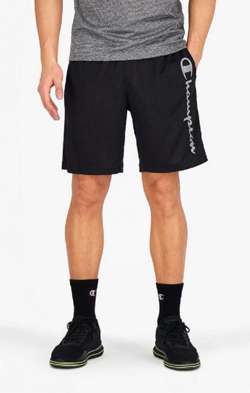 Champion Reflective Script Logo Shorts Erkek Şort Siyah | 4725-ETZKA