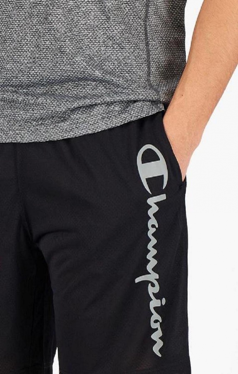 Champion Reflective Script Logo Shorts Erkek Şort Siyah | 4725-ETZKA