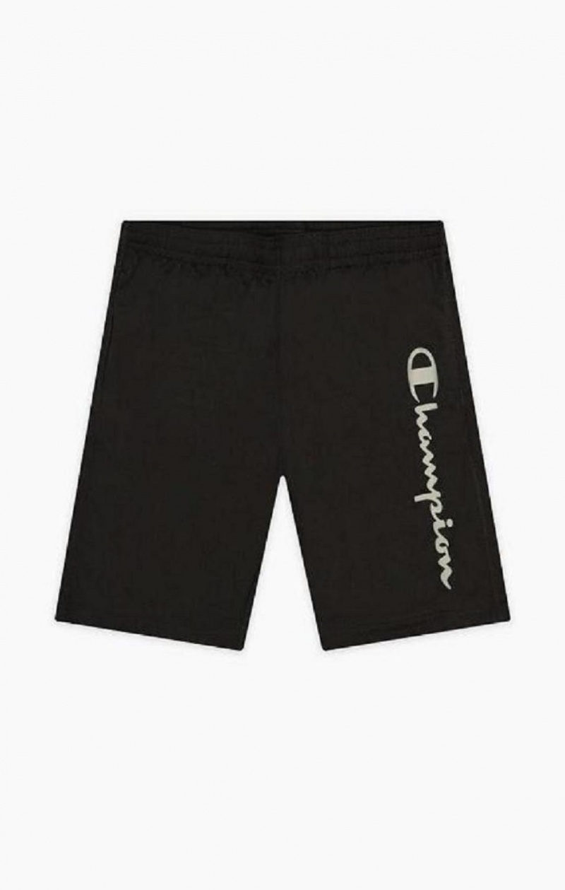 Champion Reflective Script Logo Shorts Erkek Şort Siyah | 4725-ETZKA