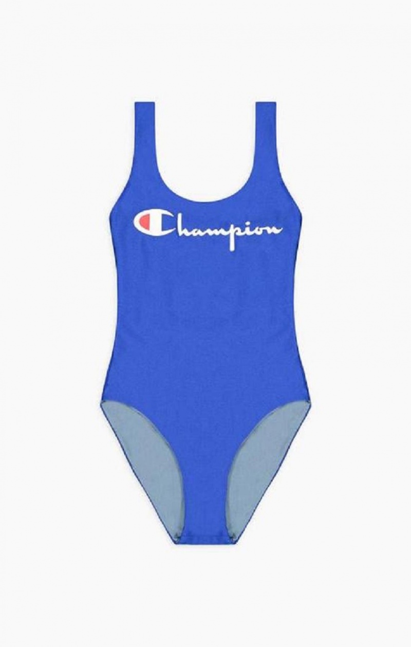 Champion Reversible Script Logo Swimsuit Kadın Mayo Mavi | 1850-JWIAC