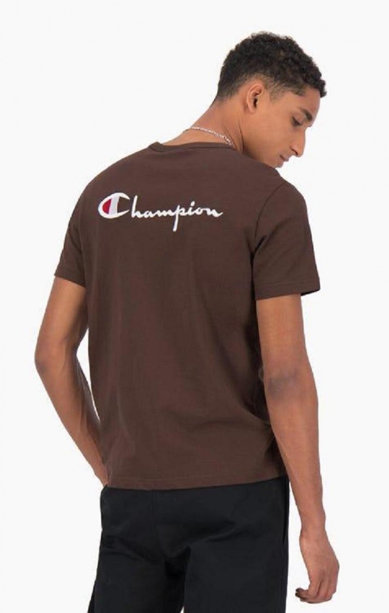 Champion Script Logo Back Crew Neck T-Shirt Erkek Tişört Turuncu | 6327-QAOGR