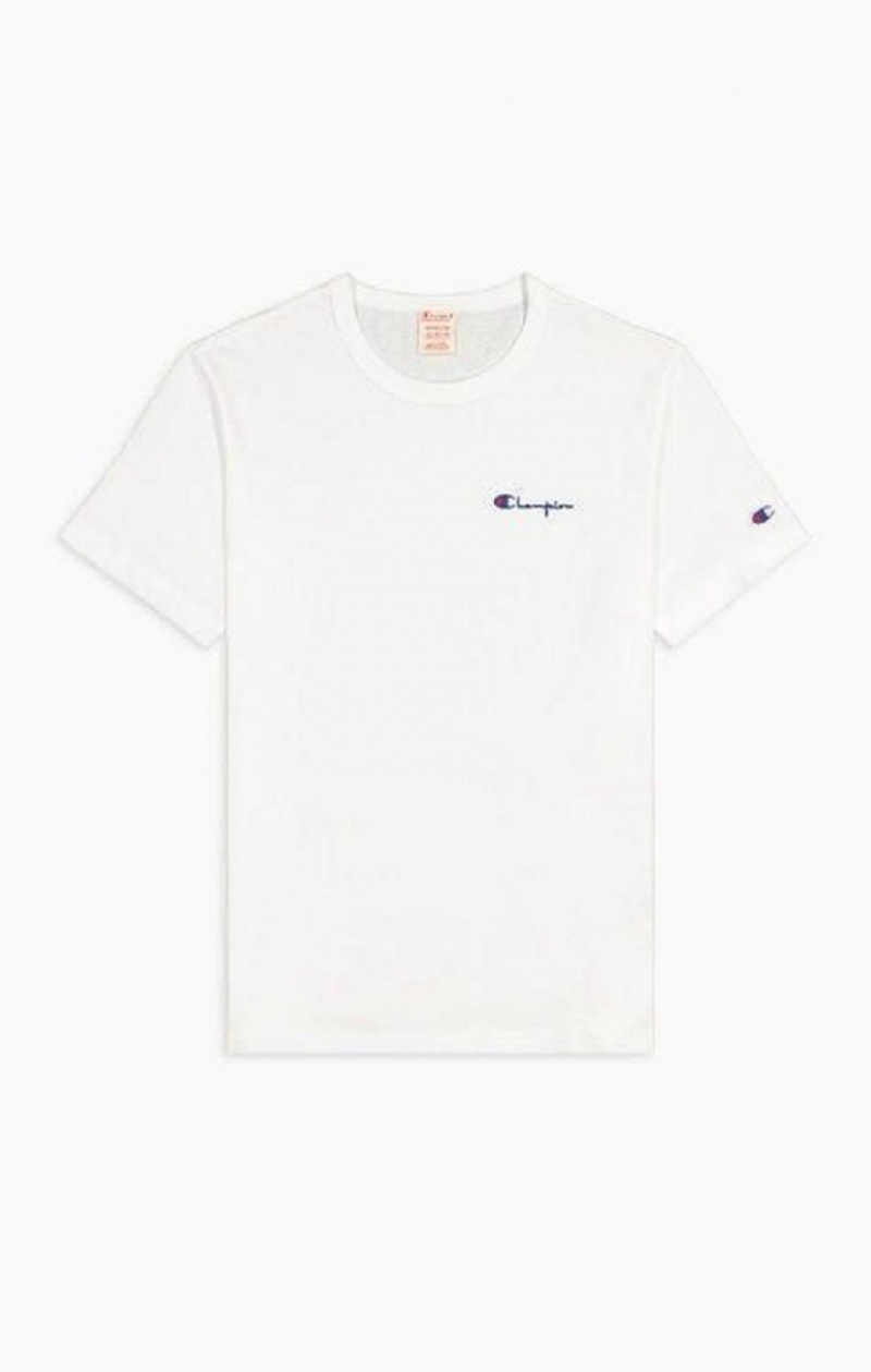 Champion Script Logo Back Crew Neck T-Shirt Erkek Tişört Beyaz | 5463-ZTFAU