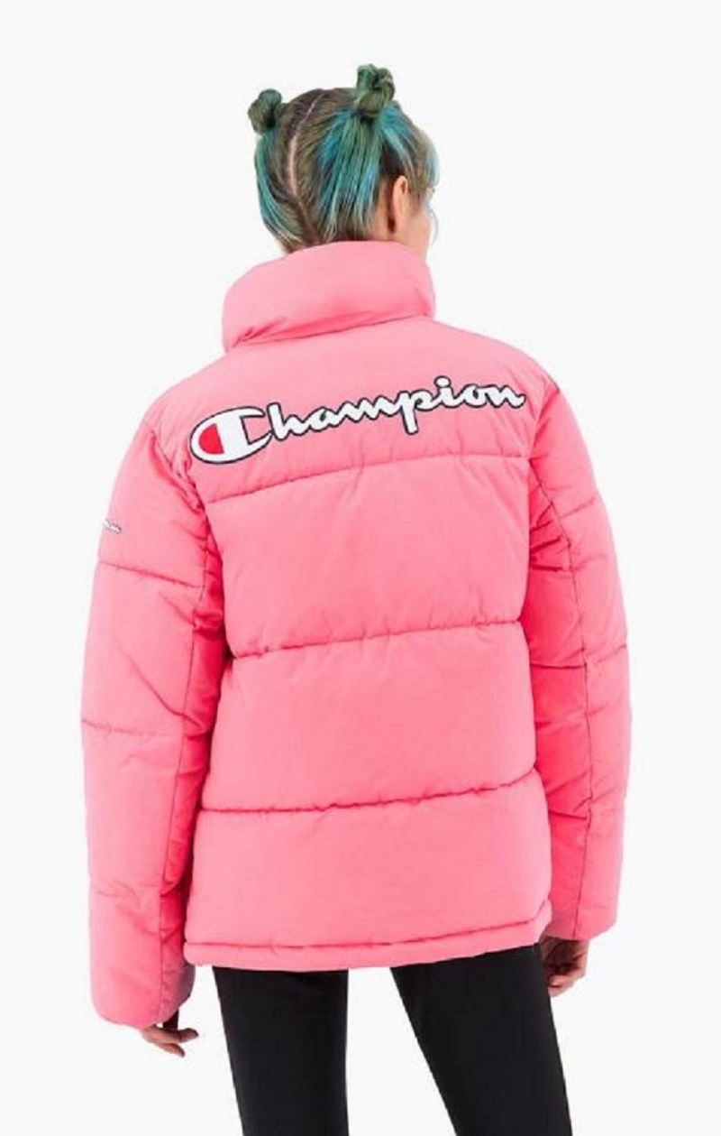 Champion Script Logo Back Yastıklı Jacket Kadın Mont Pembe | 8935-GFBRN