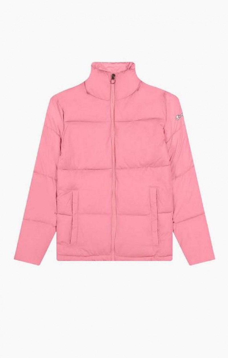 Champion Script Logo Back Yastıklı Jacket Kadın Mont Pembe | 8935-GFBRN