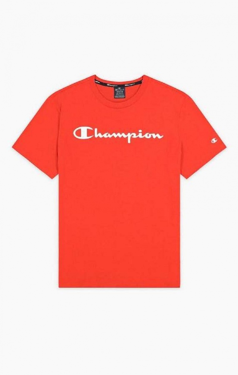 Champion Script Logo Jersey T-Shirt Erkek Tişört Kırmızı | 7359-MLXVQ