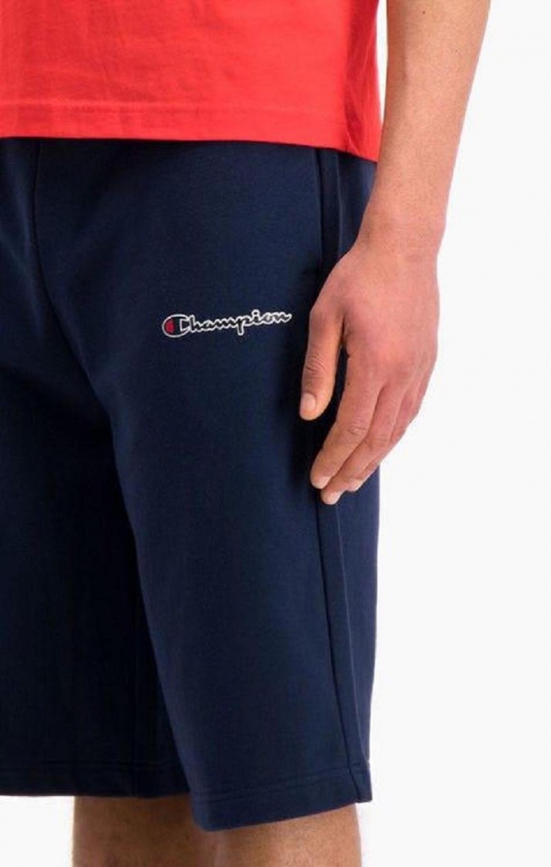 Champion Script Logo Pamuklu Shorts Erkek Şort Koyu Mavi | 9862-PBSWA