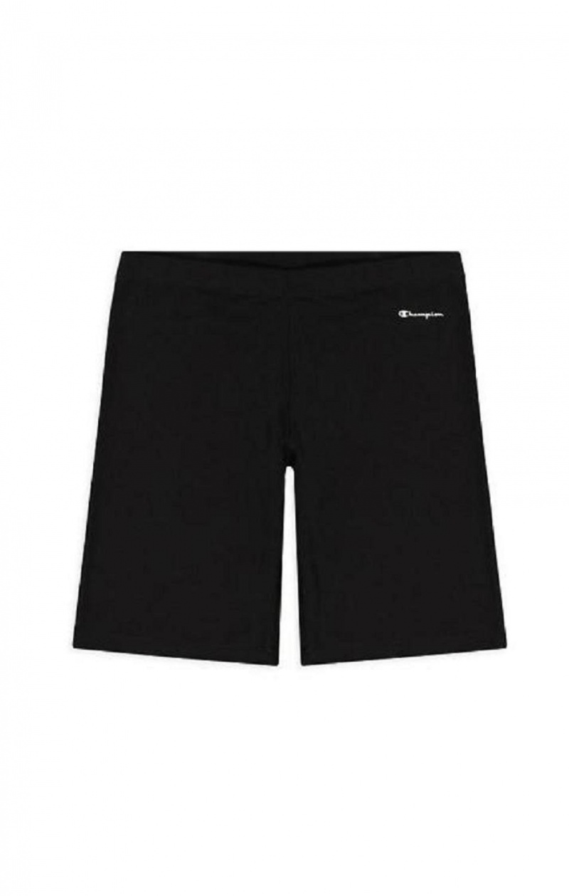 Champion Script Logo Stretch Pamuklu Bisiklet Shorts Kadın Şort Siyah | 6291-AWQLI