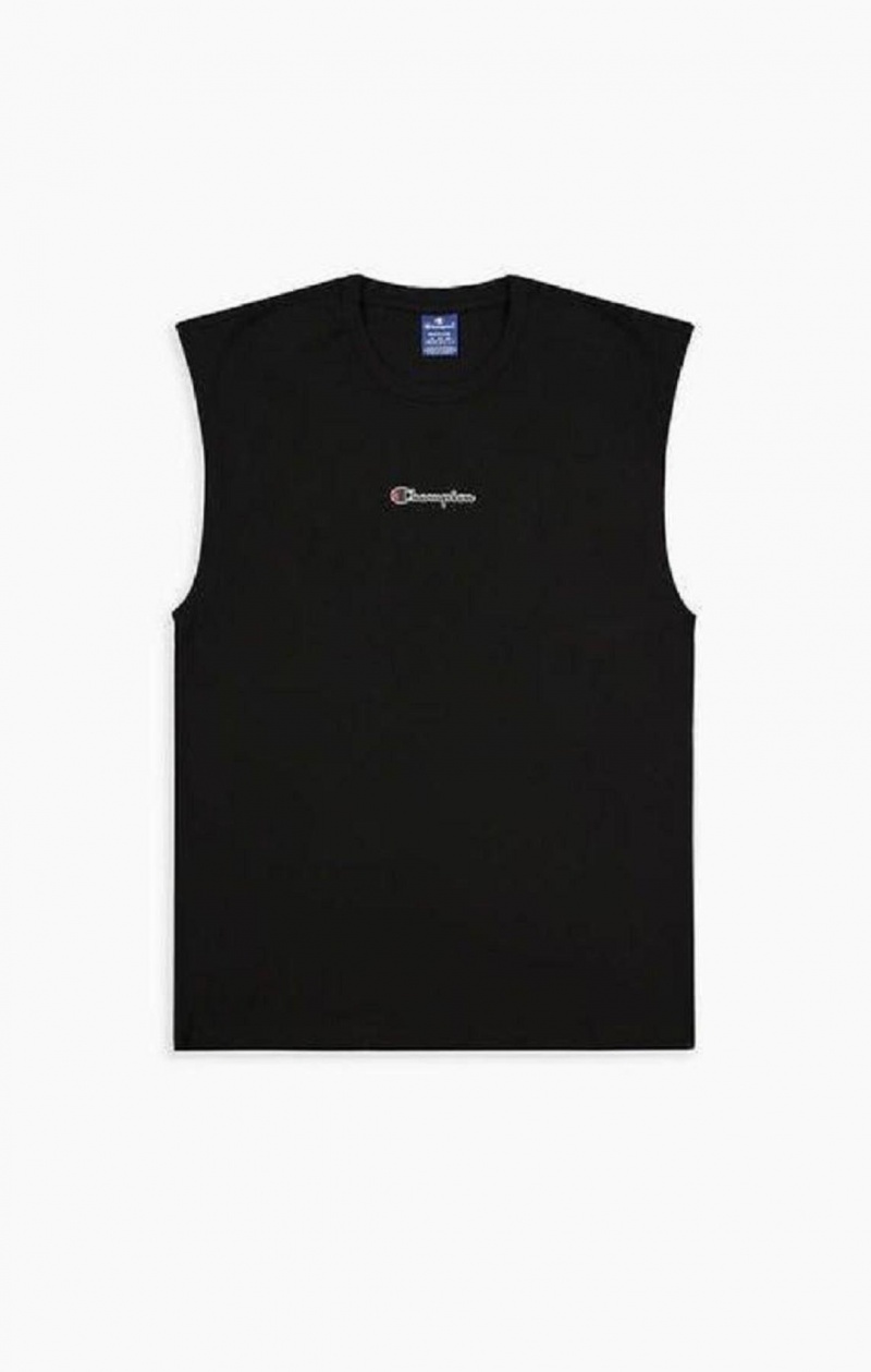 Champion Script Logo Top Erkek Tişört Siyah | 7068-FVXAE