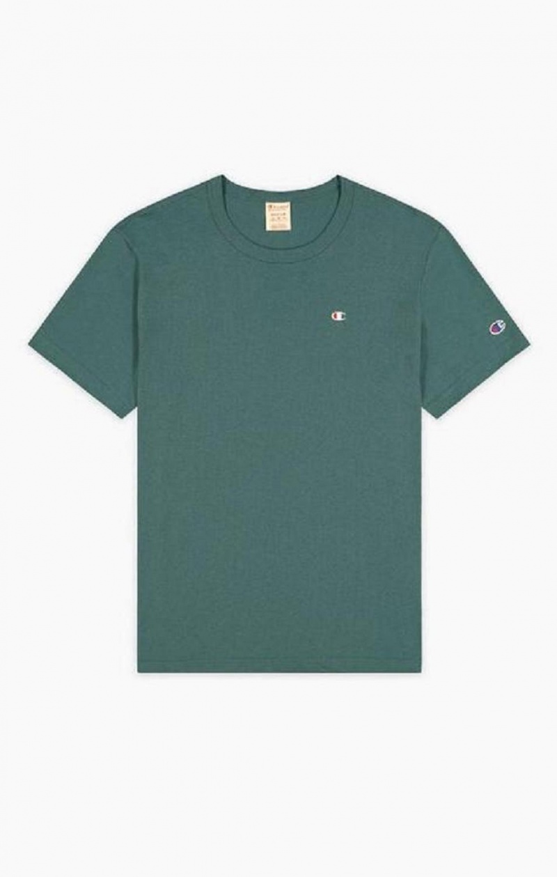 Champion Small C Logo T-Shirt Erkek Tişört Yeşil | 2348-OMRLS