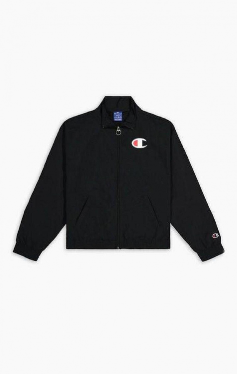 Champion Su Repellent Zip-Through Parça Jacket Kadın Mont Siyah | 6731-AGHTM