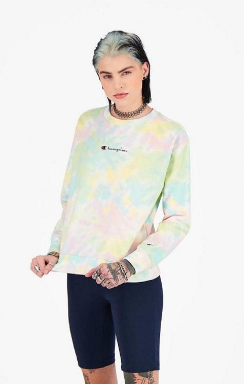 Champion Tie Dye Dijital Print Sweatshirt Kadın Tişörtü Mercan | 0328-QKUPN