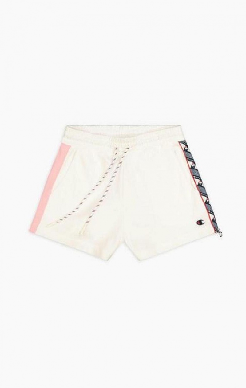 Champion Zip Detail Logo Tape Insert Shorts Kadın Şort Beyaz | 5172-TRGQK